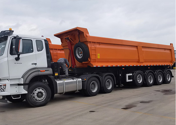 U Shape Rear Tipper Truck Trailer 4 Axle 50 Ton 45 Cubic