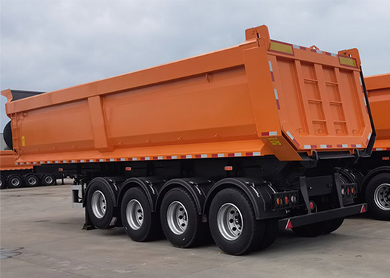 U Shape Rear Tipper Truck Trailer 4 Axle 50 Ton 45 Cubic